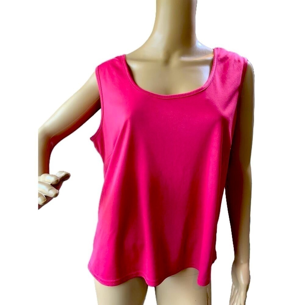 Apparenza Pink Sleeveless‎ Scoop Neck Solid Tank Top Size 1X